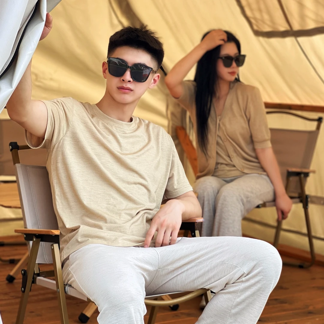 櫟丝御锦男女同款透气不沾身舒适抑菌睡衣上装柔软宽松 96220839