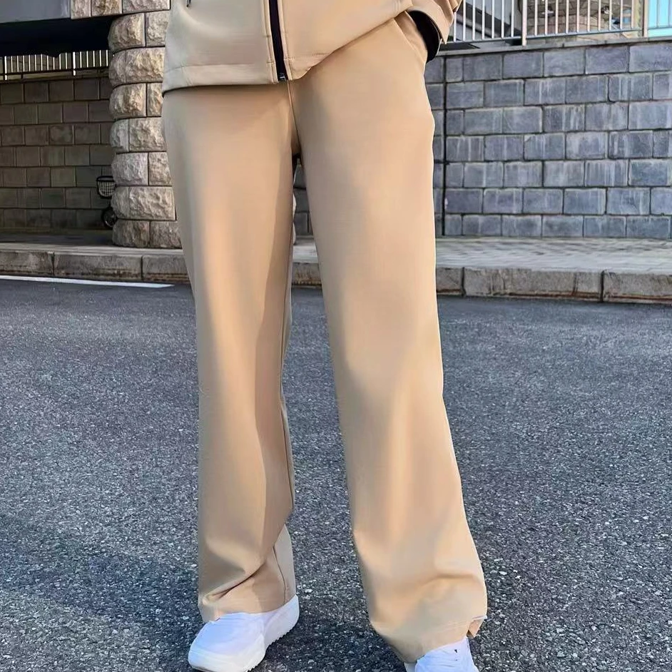 櫟丝御锦柞蚕丝阔腿裤一体绒女裤秋季新款运动休闲裤9624C94065