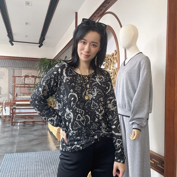 櫟丝御锦柞蚕丝【 断码微瑕福利】印花上衣 1486