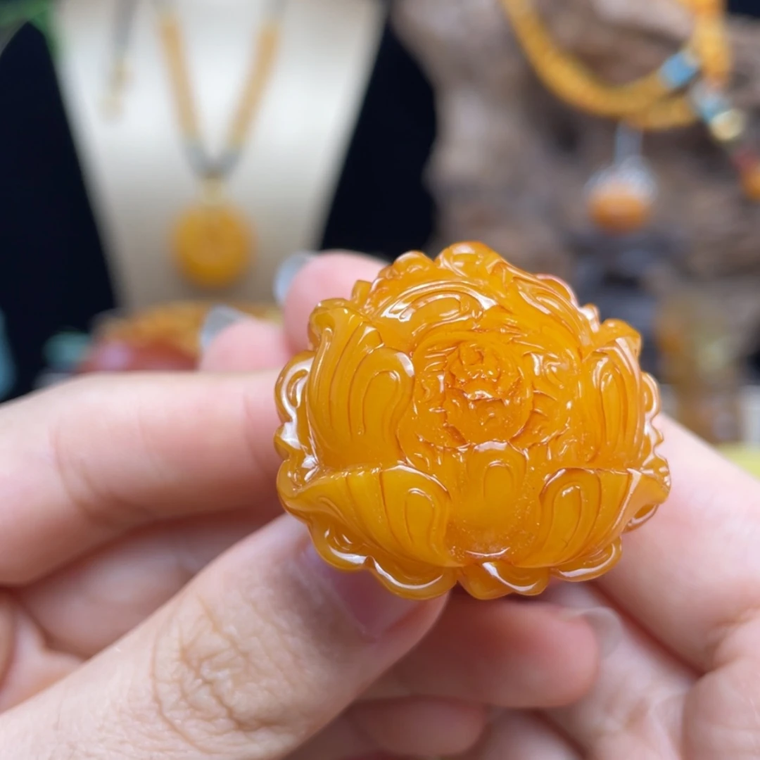 【闪购商品】琥珀珠宝奇石银S925镀金镶嵌