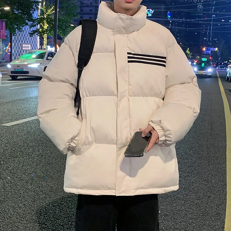 冬季防风棉服男立领高级感炸街白色棉衣宽松韩系ins潮情侣面包服