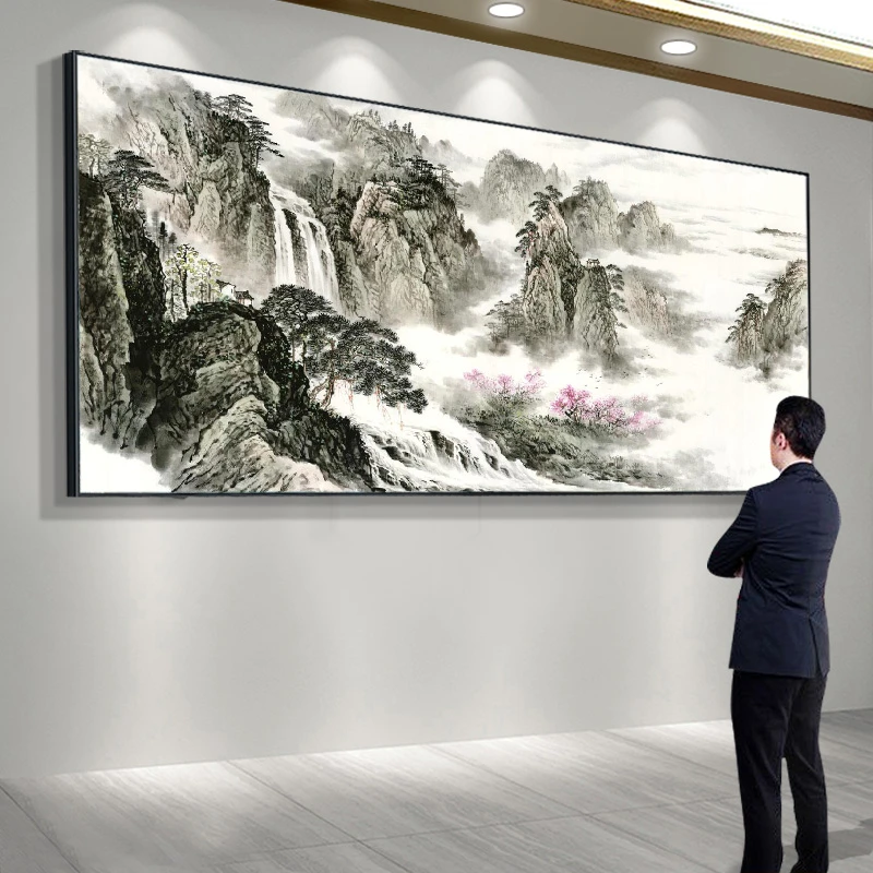 2023年新款客厅挂画山水沙发背景墙装饰中国风大气壁画办公室字画