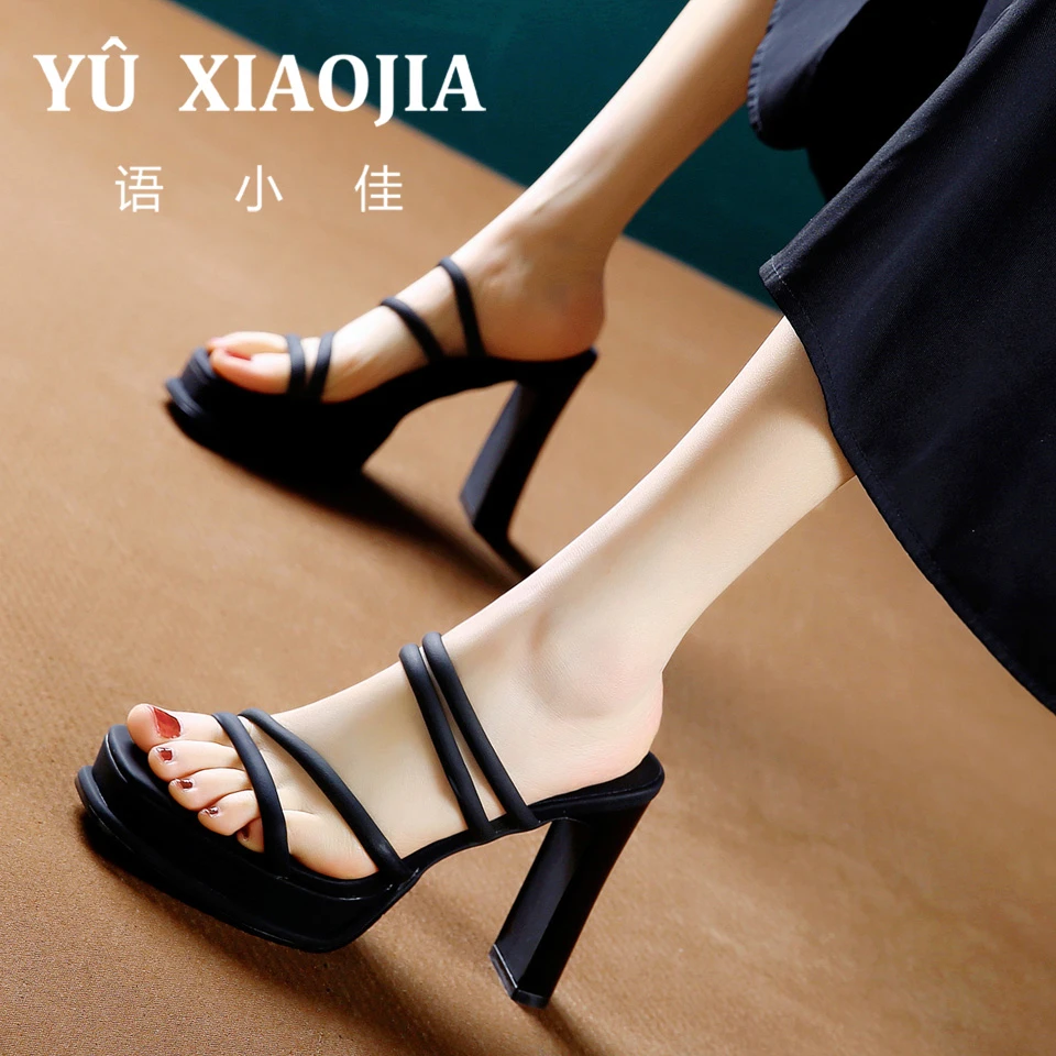 9CM[已开价]韩版高跟拖鞋2025年夏季外穿百搭防水台一字拖鞋23-81