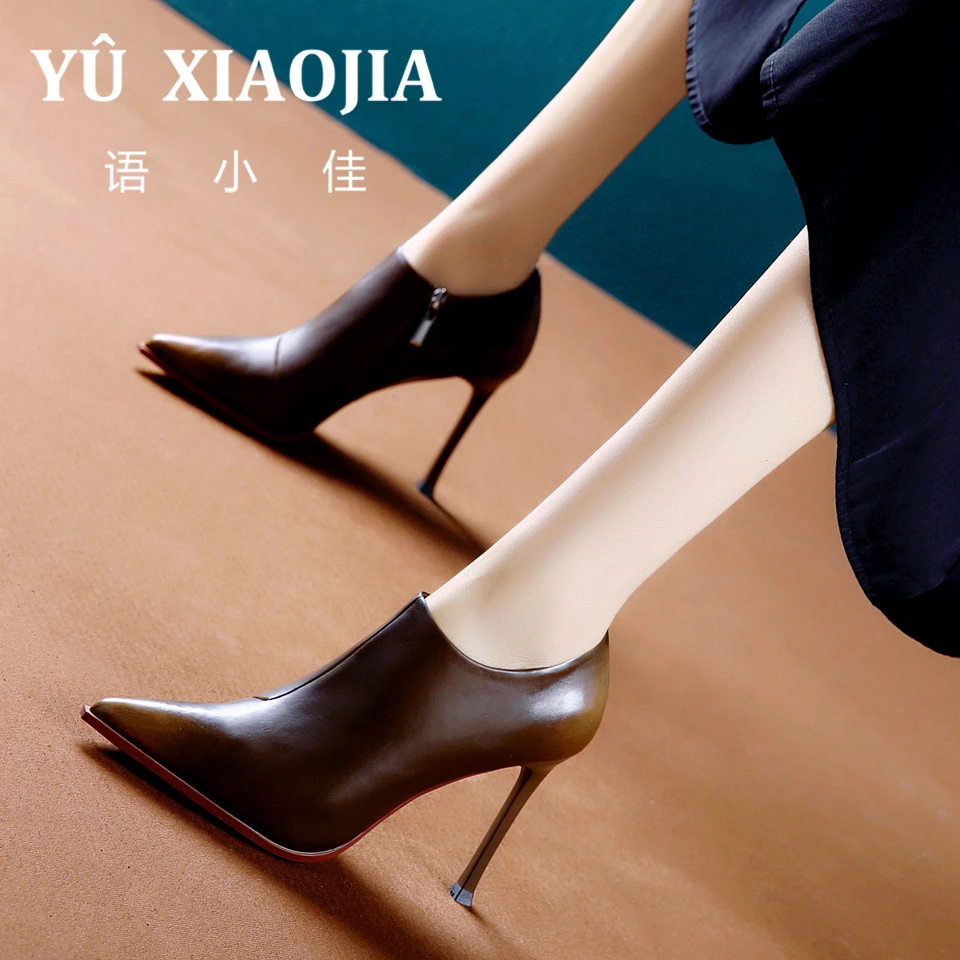 9CM[已开价]超高跟鞋女百搭2025秋季时尚尖头细跟及踝靴子8639