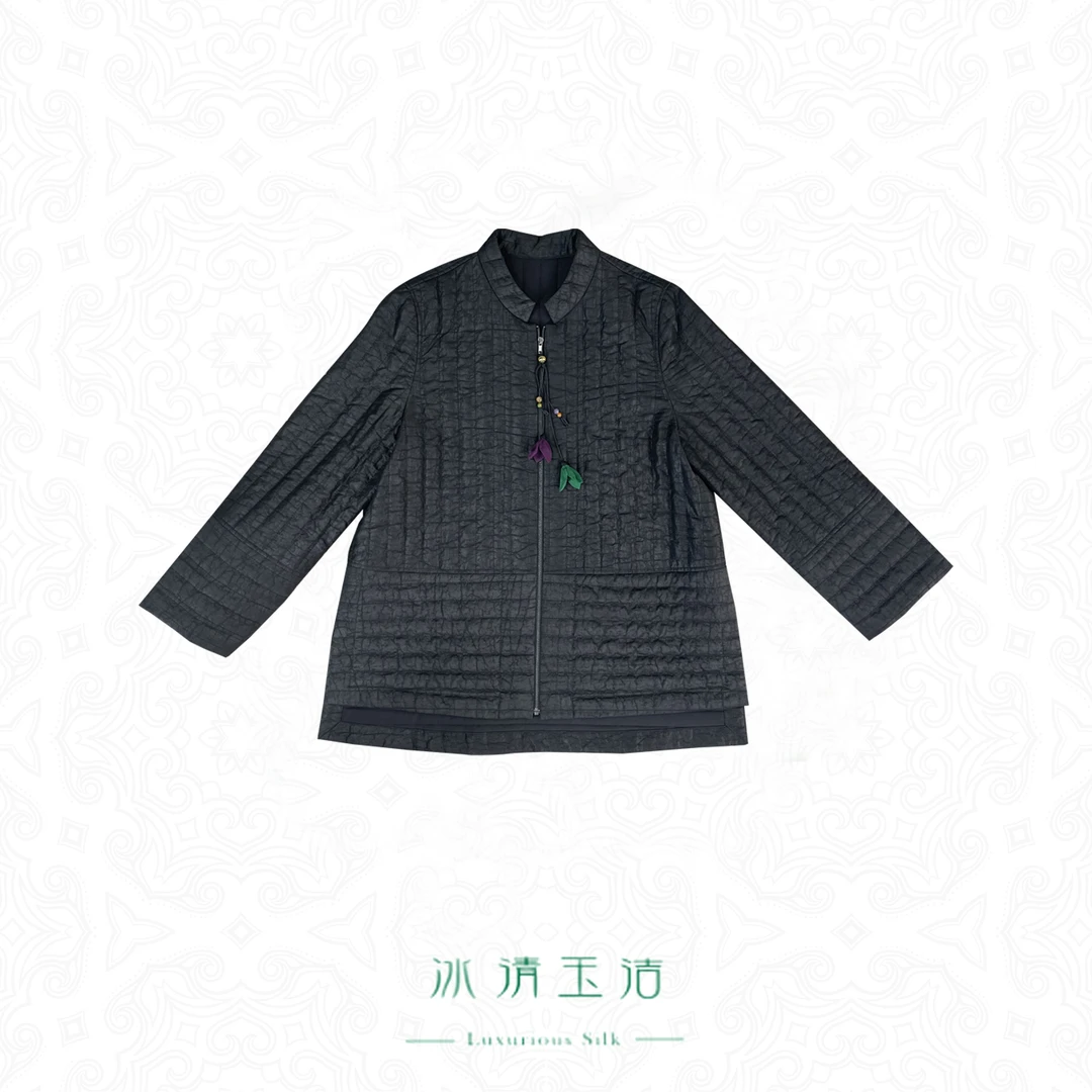 【玉洁定制】 新中式国风棉衣冬季短款黑色立领外套 BQYJ24100047