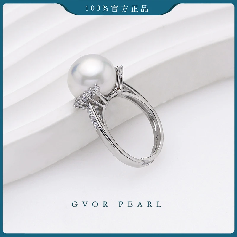 S925银淡水有核白珍珠戒指 11-12MM C1228