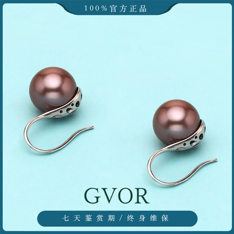 紫珍珠高跟鞋耳钩11-12mm BY186