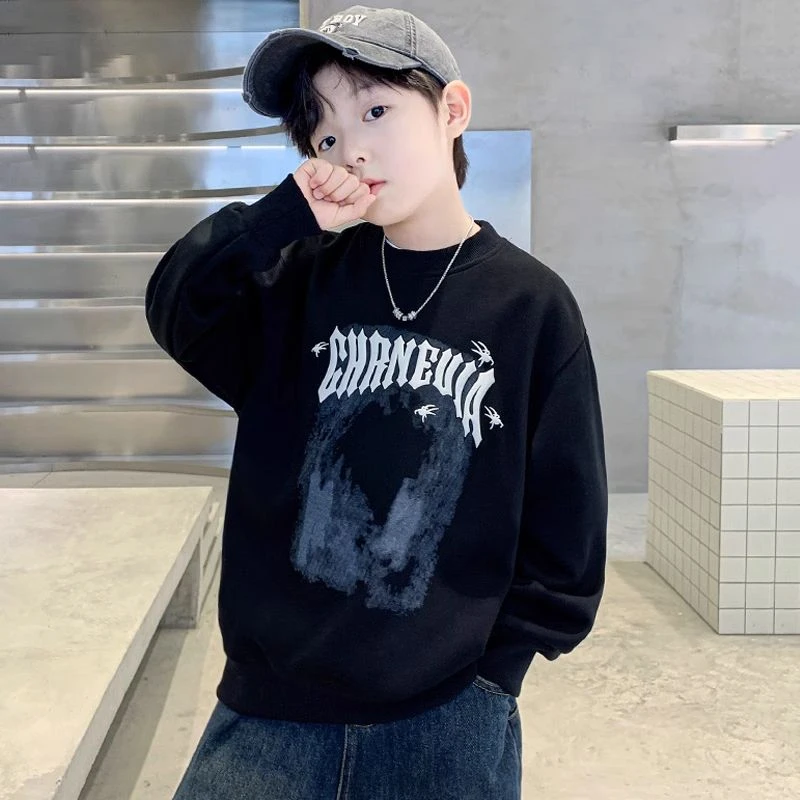 男童儿童装秋冬卫衣宽松新款中大童洋气男孩韩版时髦帅气炸街潮