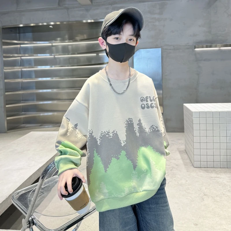 儿童装男童春季卫衣2025新款中大童洋气男孩春秋季时髦帅气炸街潮