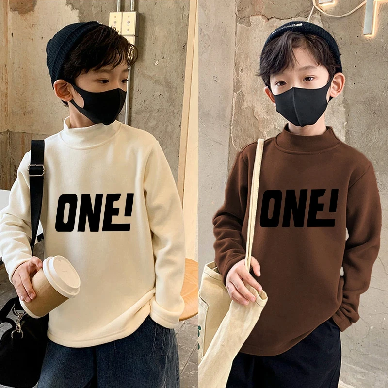 （实体品质）男童保暖德绒打底衫内搭半高领儿童冬季加厚中大童长袖
