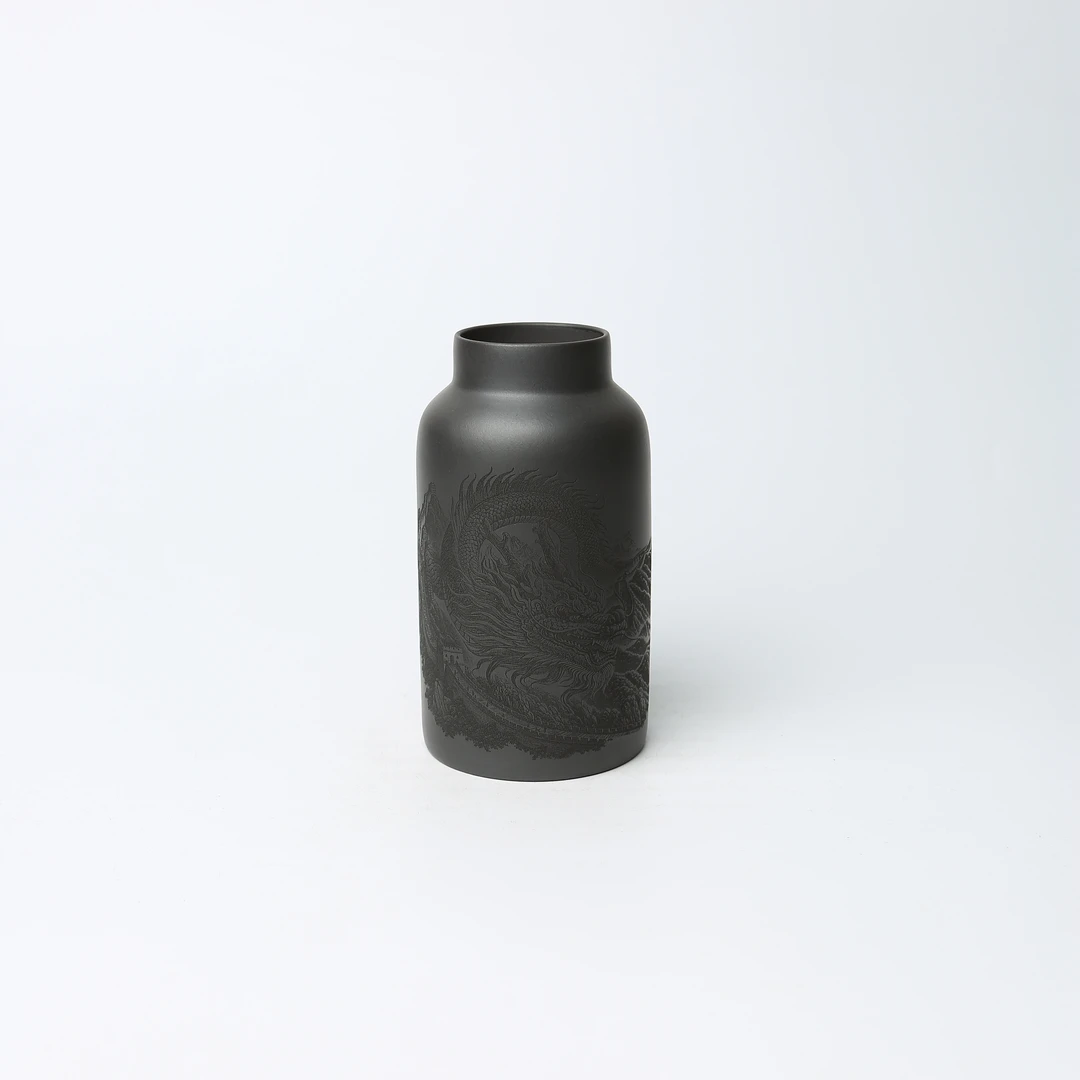 直016龙行天下 400cc 单层 石黄 宜兴精品紫砂光素净水杯便携杯