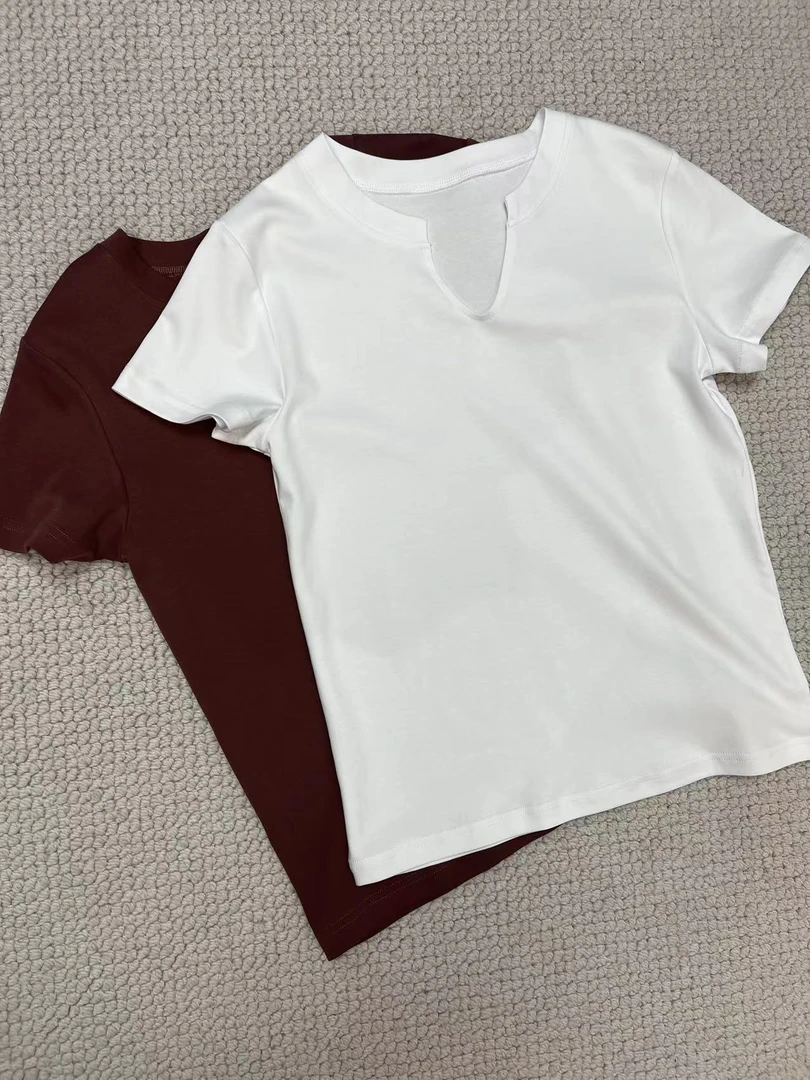 【向前向后2店】XQ-971  设计师款百搭简约休闲纯色半袖T恤