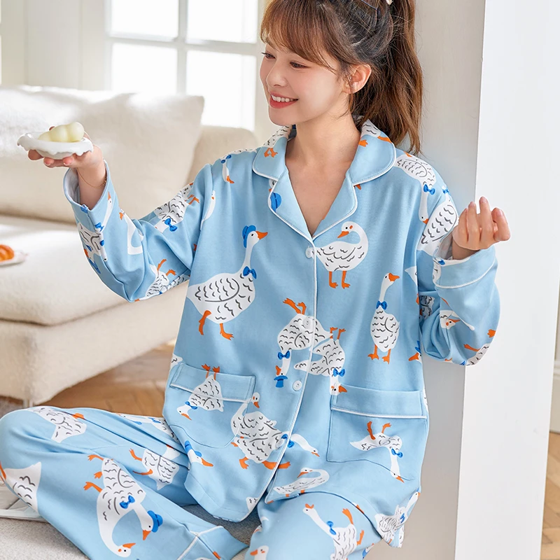 睡衣女春秋款2025年新款长袖大码可外穿休闲高级感冬季家居服套装