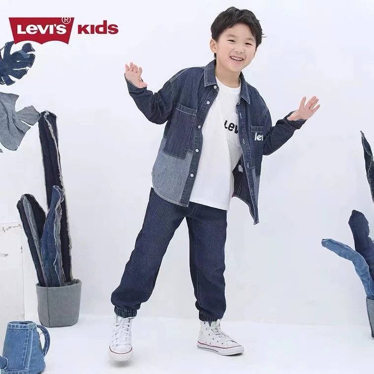 【童装官方】Levis 李维斯童装拼接撞色男女童长袖衬衫 LVB-LW-E947