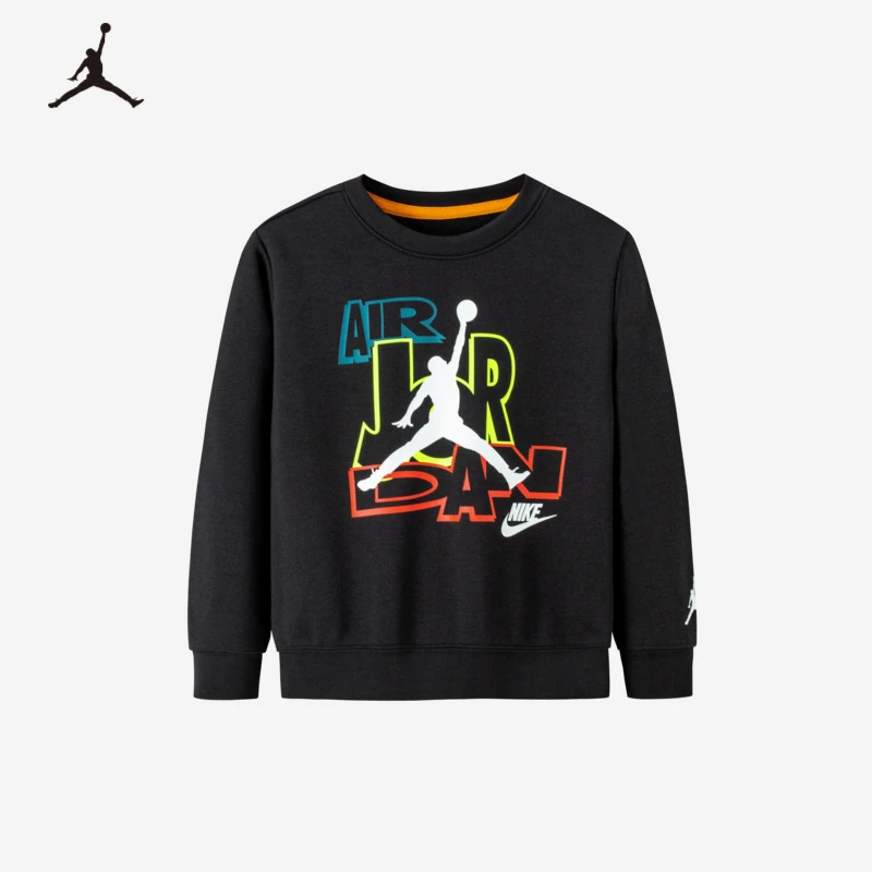 【童装官方】AirJordan男童秋季针织套头运动印花连帽卫衣B409
