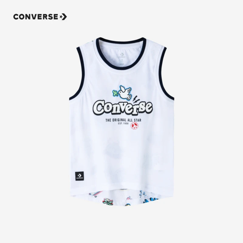 Converse匡威童装透气男童背心薄款夏季圆领撞色印花CNVB-TT-D609