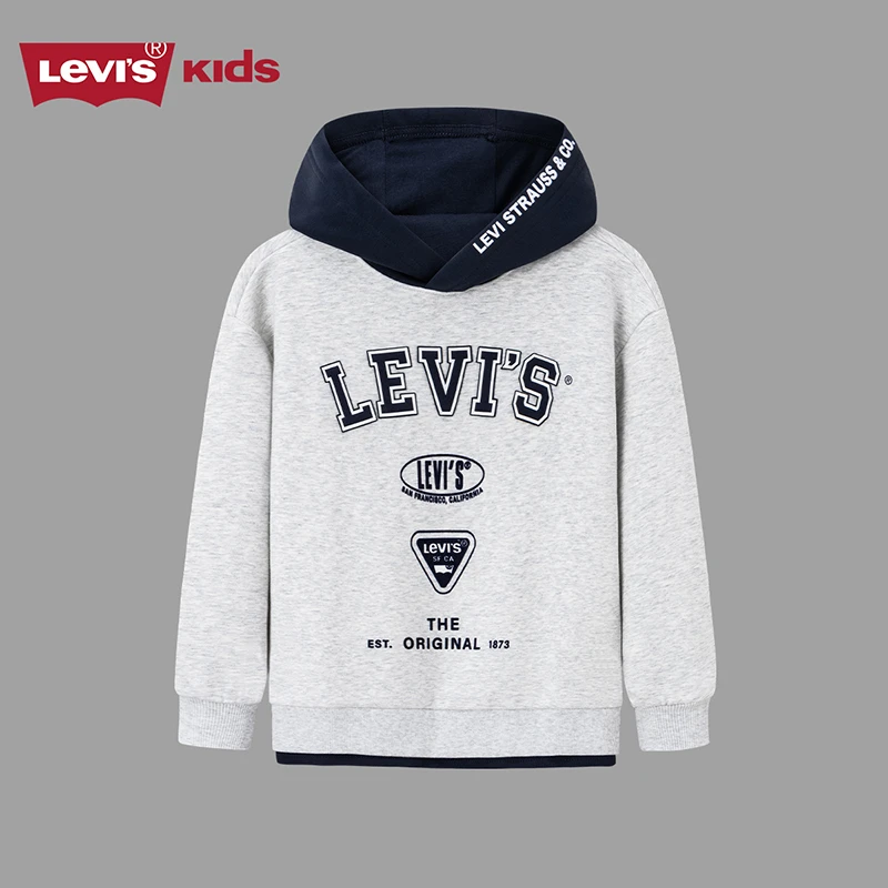 【童装旗舰】Levi's李维斯儿童商场同款加绒连帽卫衣LVN-PO-J542