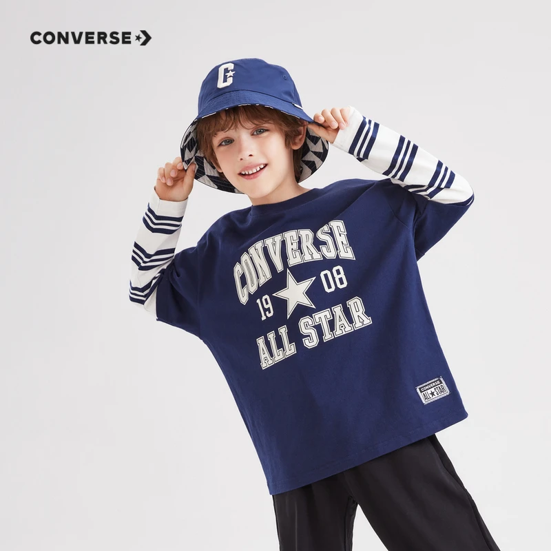 Converse匡威春秋男童装假两件长袖T恤CNVB-FF-F127