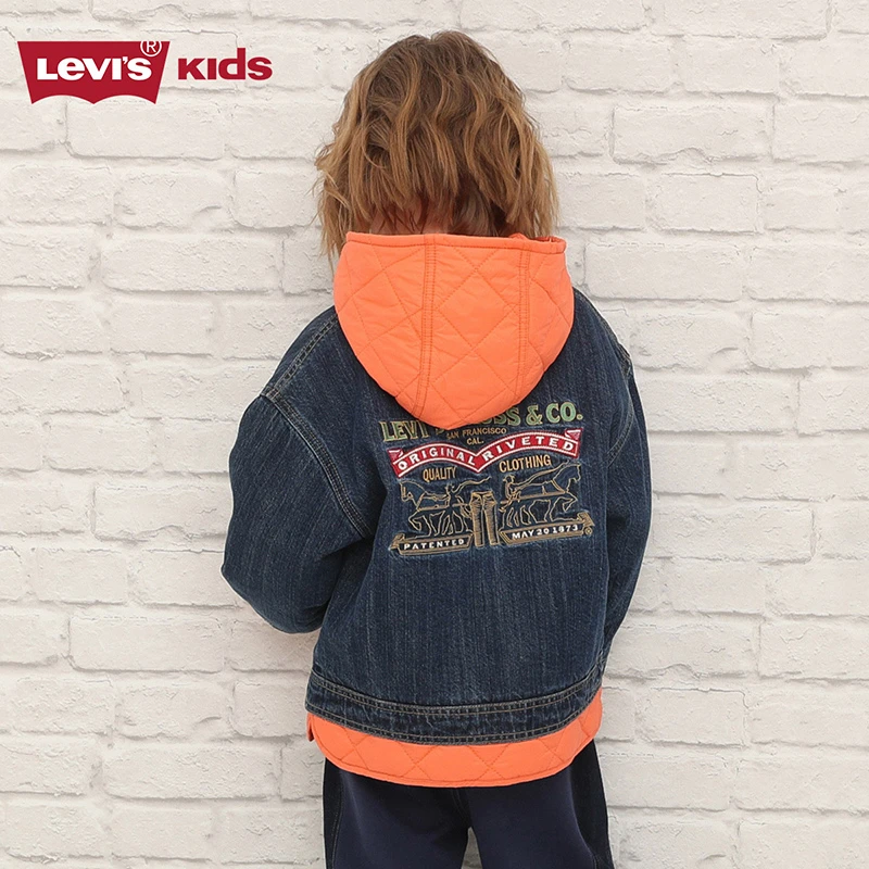 【童装旗舰】Levis 李维斯童装保暖舒适牛仔棉服外套 LVB-DJ-D943