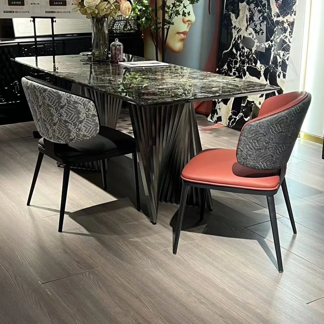 【维西尼尔 祥云餐椅】刺绣皮艺餐椅家用客厅椅书桌椅会客椅