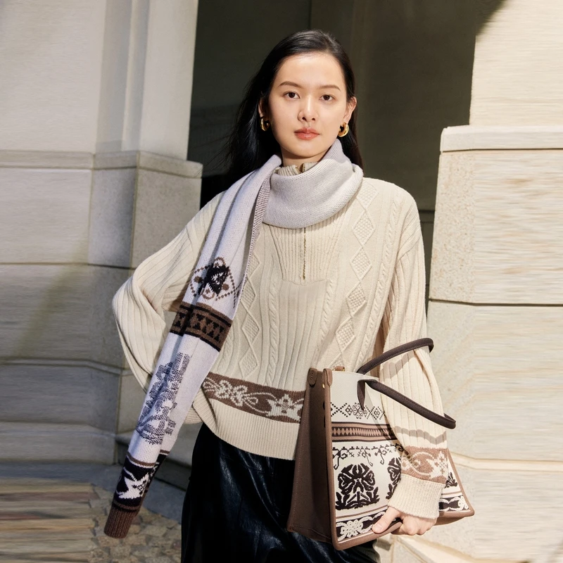 EP YAYING雅莹女装 牦牛绒拉链领长袖针织衫 秋冬新款9536A