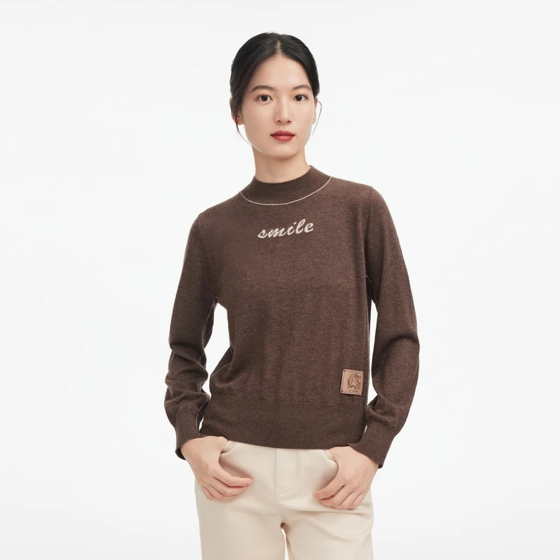 EP YAYING雅莹女装 牦牛绒半高领提花针织衫 秋冬新款9529A