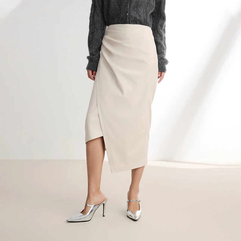 EP雅莹女装 不规则解构半身裙 浅色包臀裙子 秋冬新品3106A