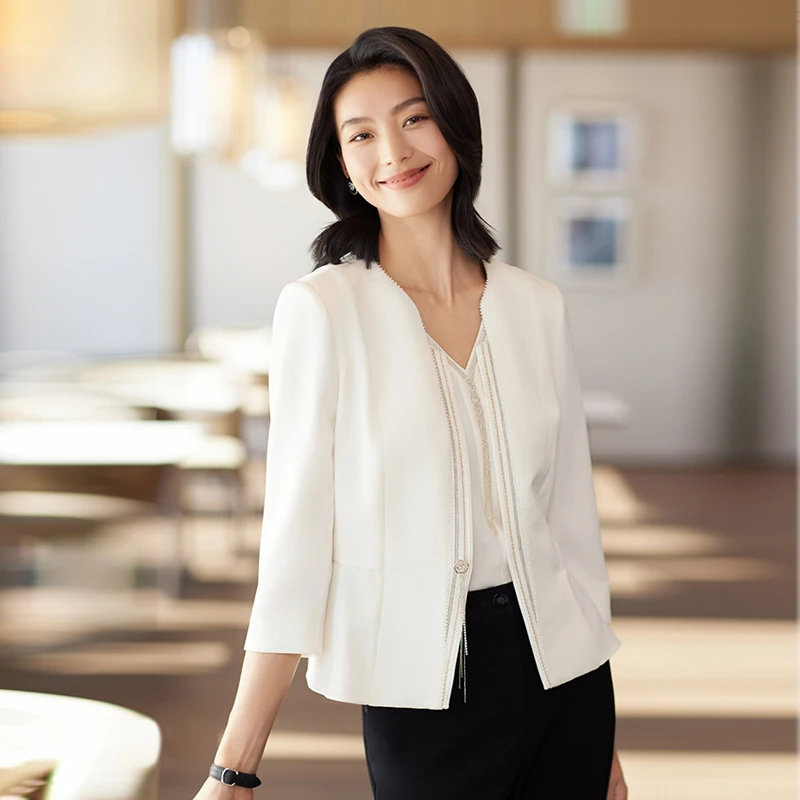 EP雅莹高端系列 桑蚕丝旋转牡丹流苏收腰外套 新品1117A