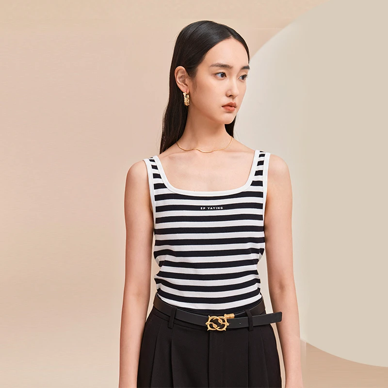 EP YAYING雅莹女装 复古条纹棉制运动感吊带 新品5112A
