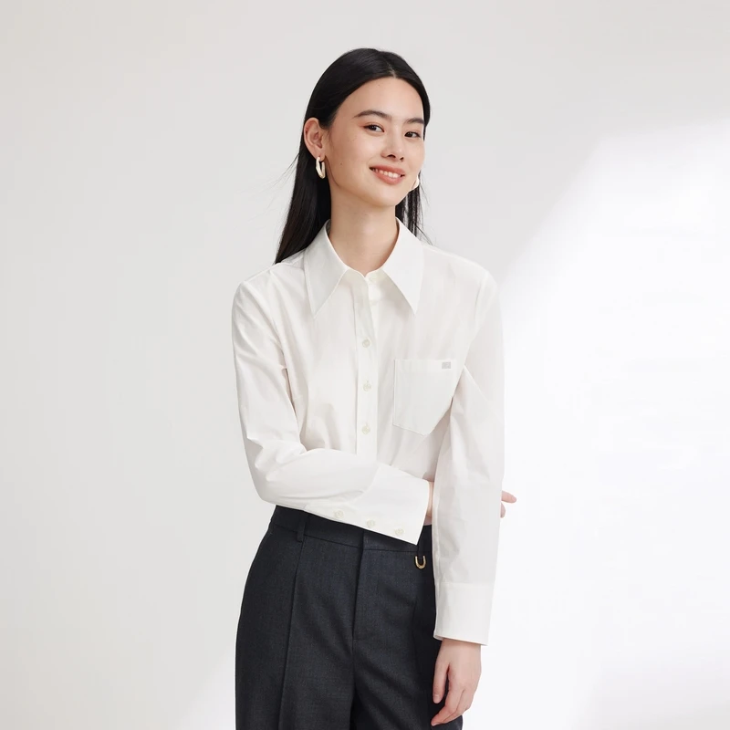 EP YAYING雅莹女装 长绒棉收腰显瘦白衬衫 新品2119A
