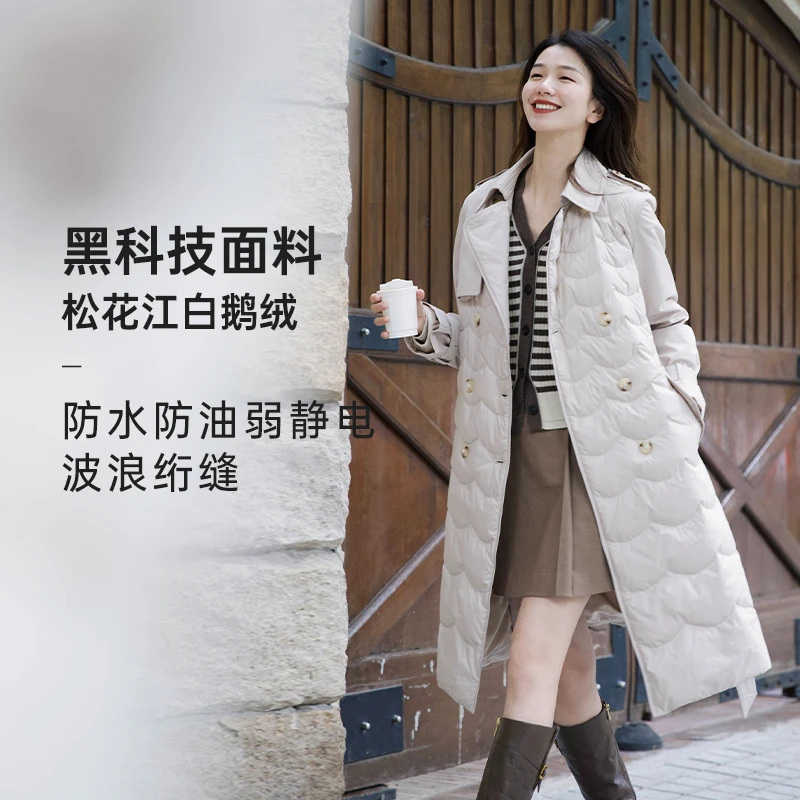 【热力感】EP雅莹 通勤OL保暖松花江白鹅绒风衣羽绒服秋冬Y702A