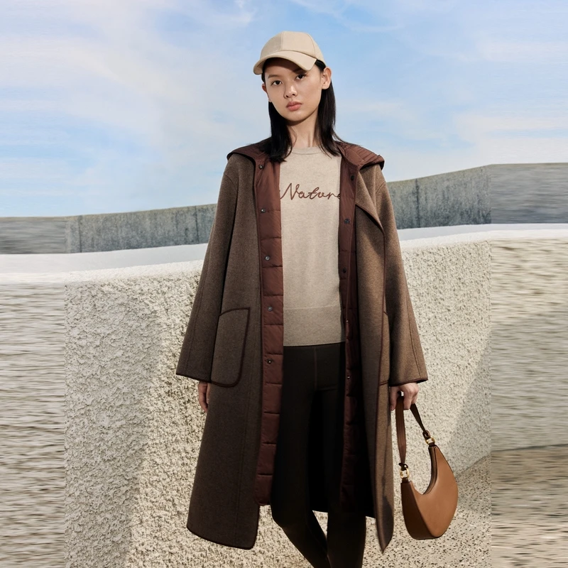 【热力感】EP YAYING雅莹 绵羊毛毛呢羽绒两件套大衣 新款8429A