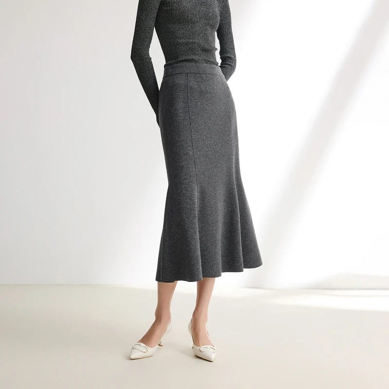 EP雅莹女装 秋冬半身裙高腰气质山羊绒鱼尾裙 新品9306A