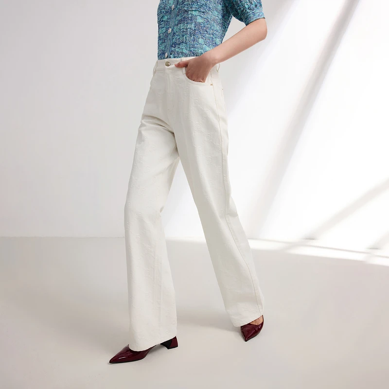 EP YAYING雅莹女装 长绒棉直筒裤子显瘦牛仔裤 秋冬新品J621A