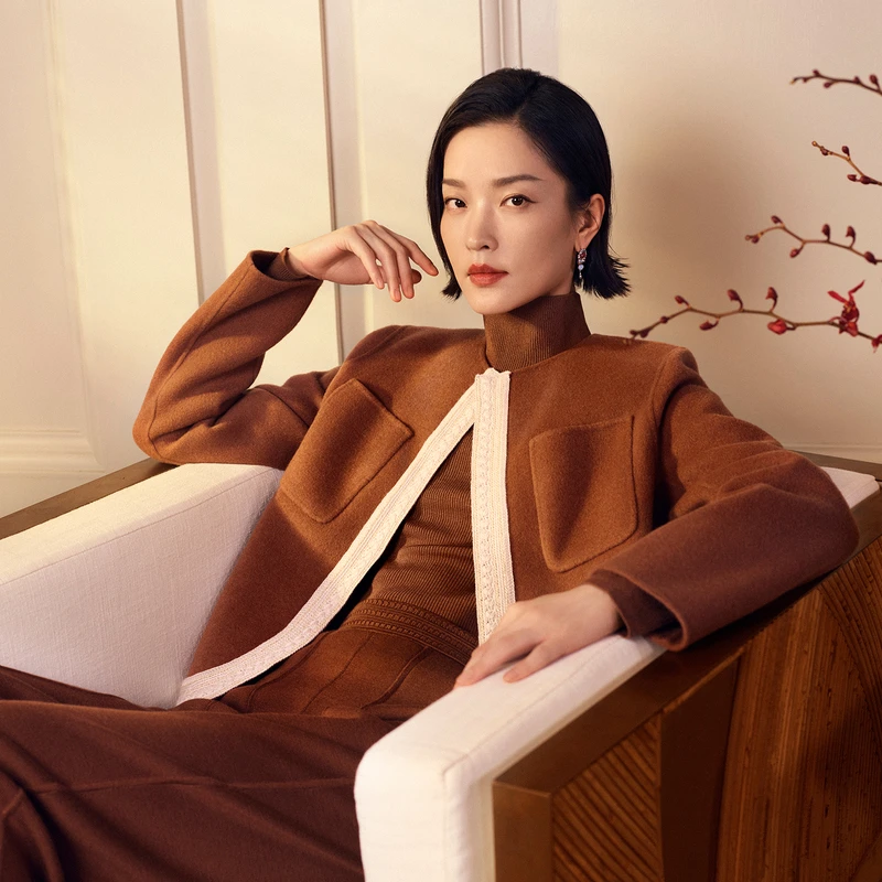 EP雅莹高端系列 小香风撞色包边毛呢外套 秋装新款1201C