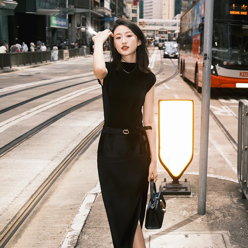 EP YAYING雅莹女装 三醋酸垂感开衩显瘦半身裙 夏装新款3512A