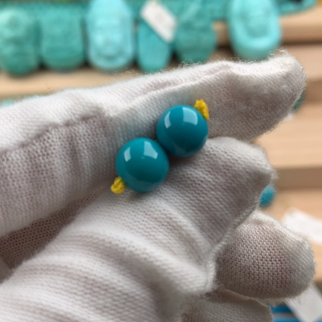 绿松石圆珠对珠8.0未镶嵌