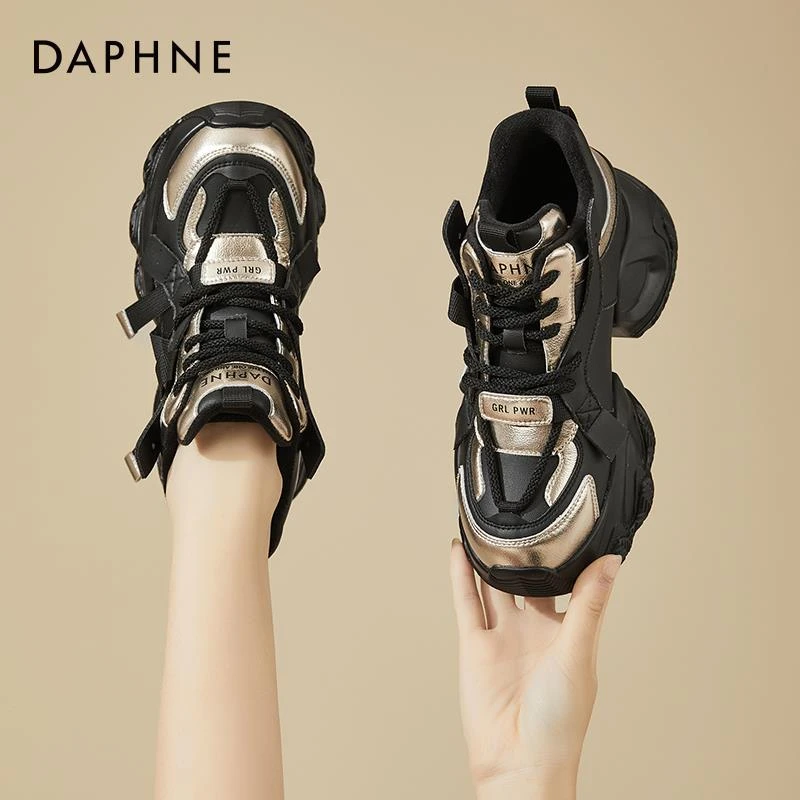 达芙妮老爹鞋女款2025厚底冬款内增高女鞋10cm公分冬季加绒运动鞋