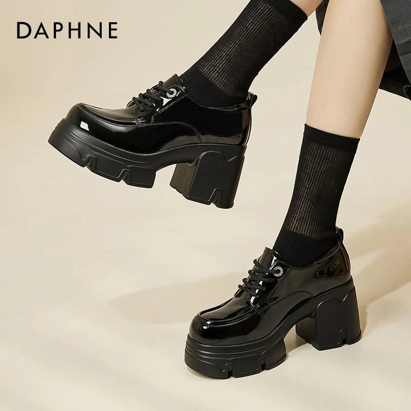 达芙妮厚底乐福鞋女款爆款2025新款百搭英伦风小皮鞋黑色粗跟单鞋