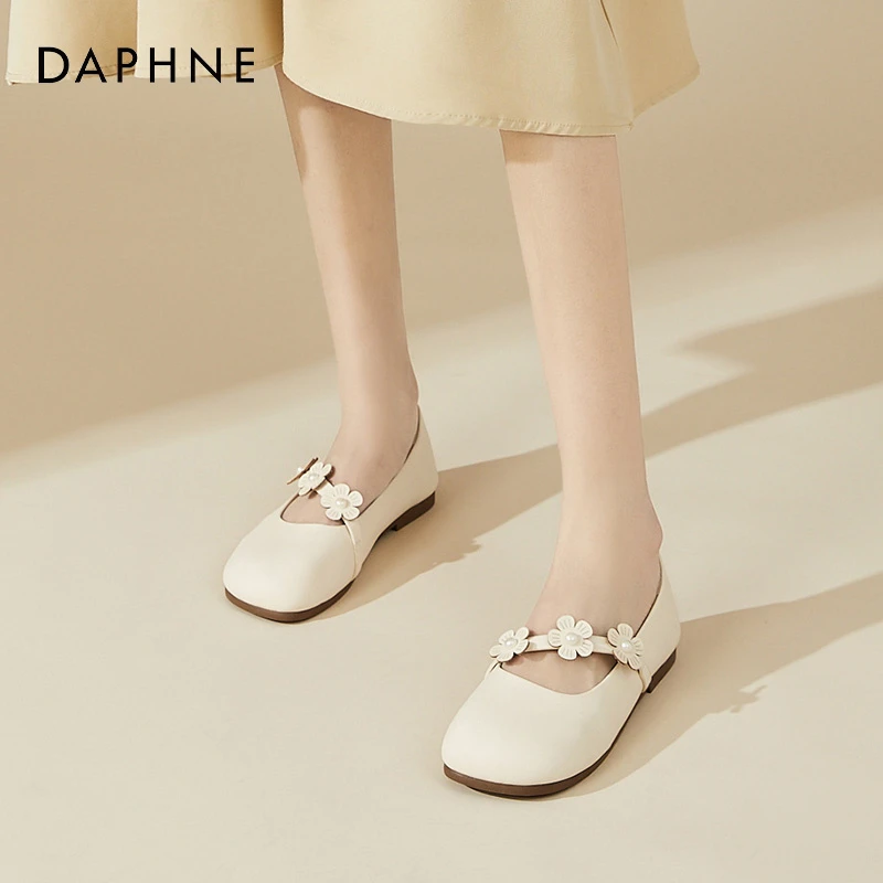 达芙妮法式玛丽珍鞋女款2024春季新款鞋子妈妈鞋百搭复古平底单鞋