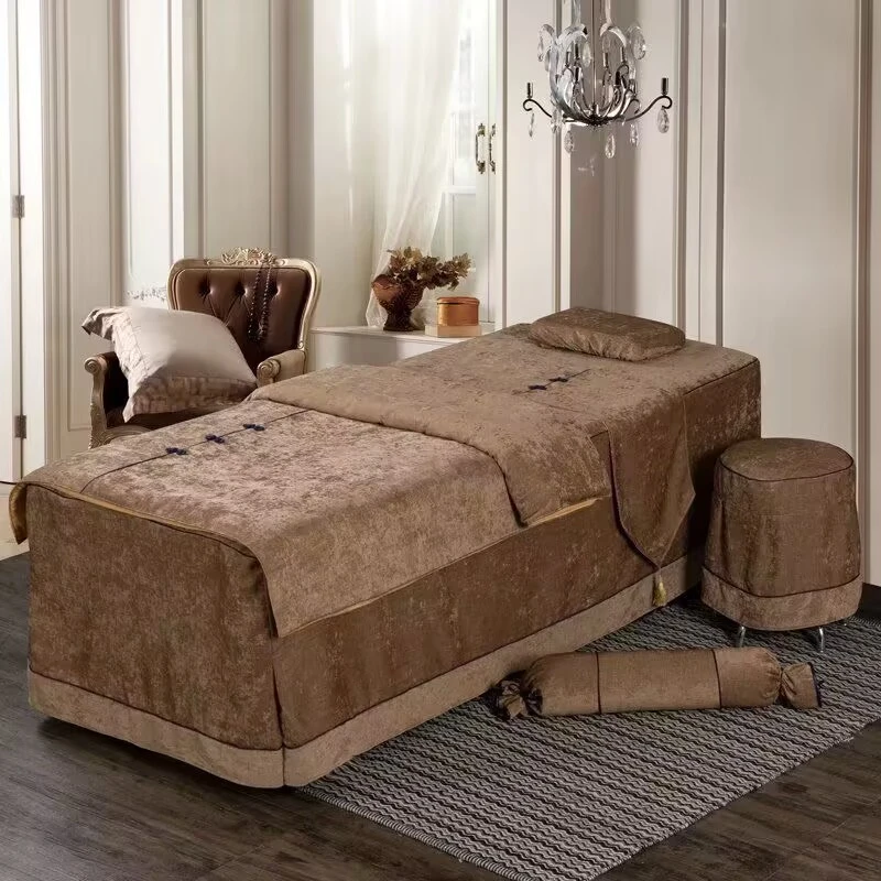 【40】美容床罩四件套美容院专用按摩推拿理疗床套带洞四季