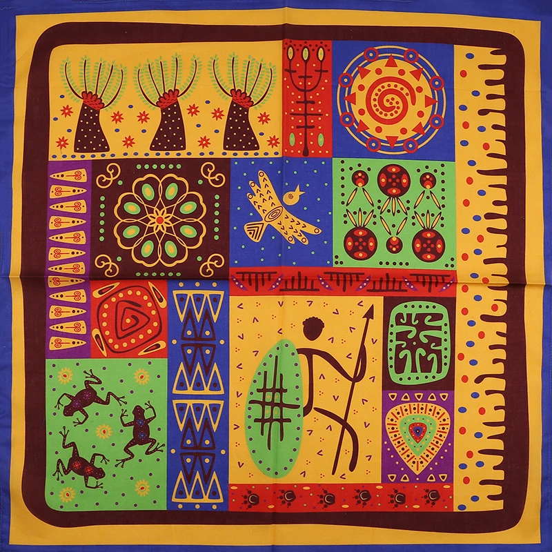 BANDANA美式复古方巾民族拼色摩托防晒面巾y2k辣妹头巾街舞发带