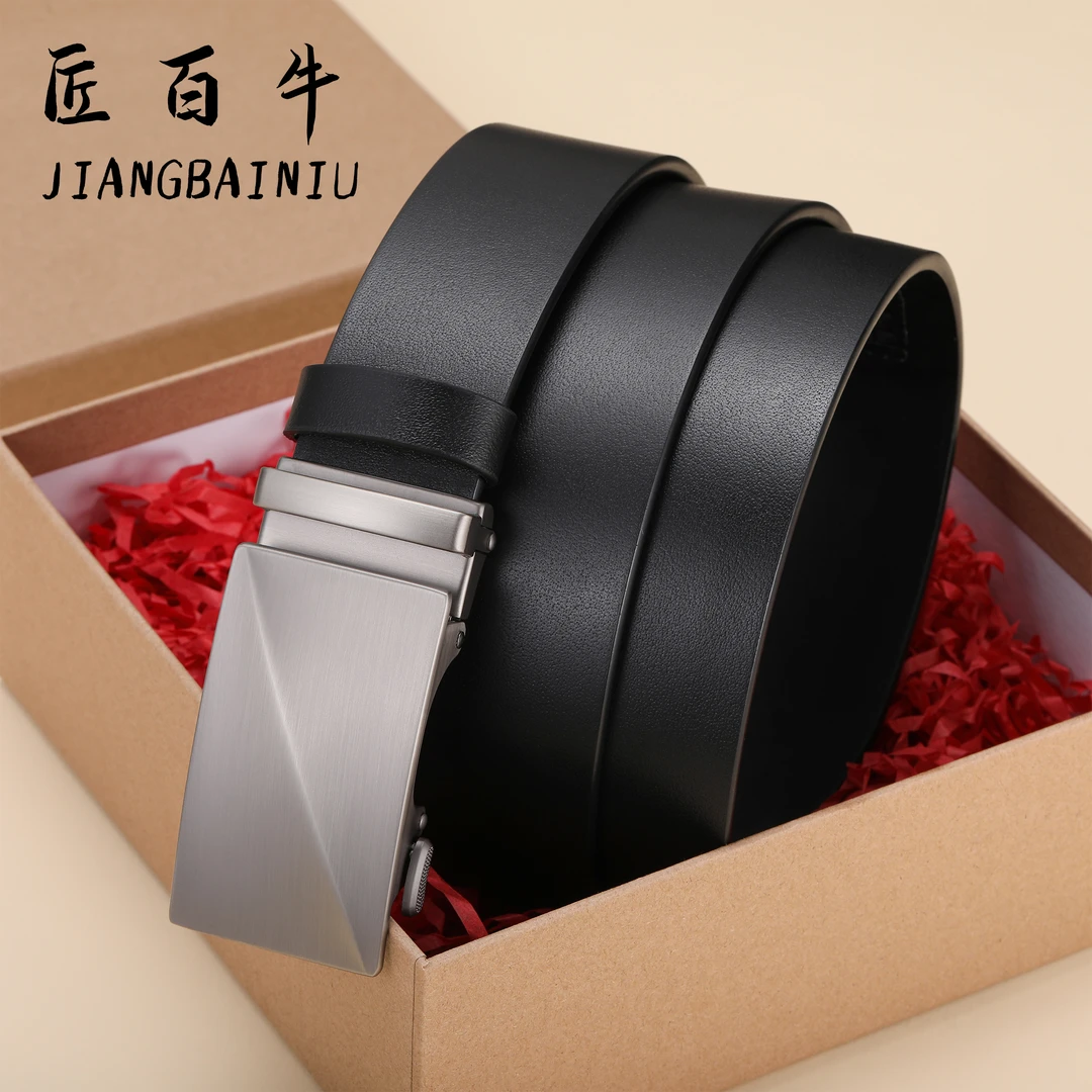 匠百牛真皮纯牛皮自动扣皮带男真皮头层牛皮经典百搭腰带高档裤带