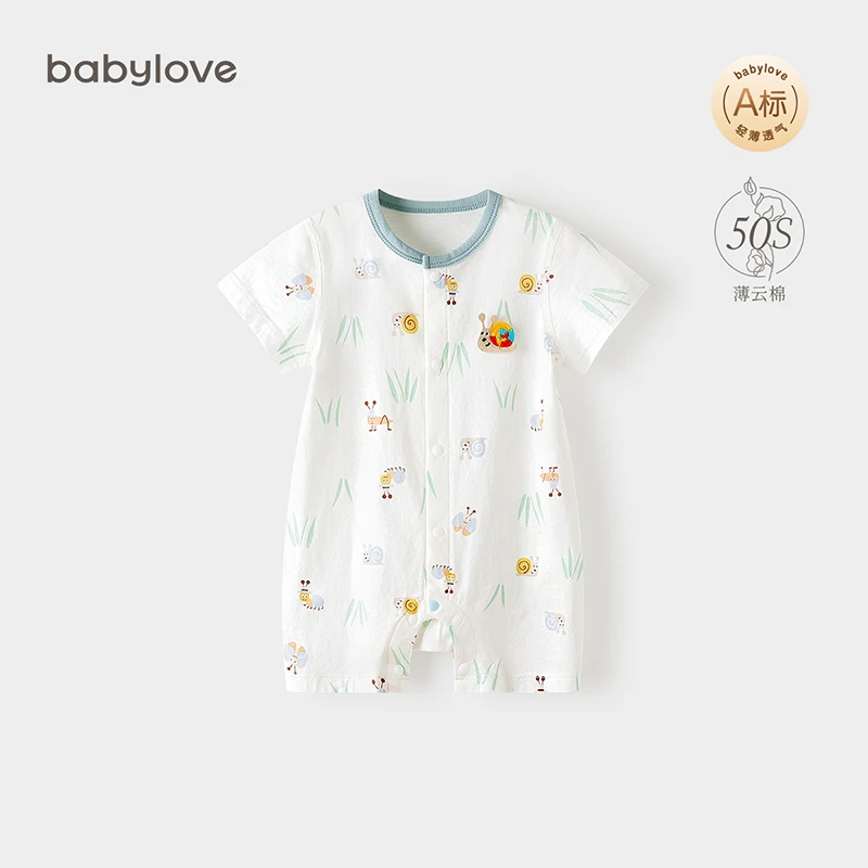 【丛林小蜗】babylove婴儿短袖连体衣纯棉夏季薄款新生儿夏装宝宝