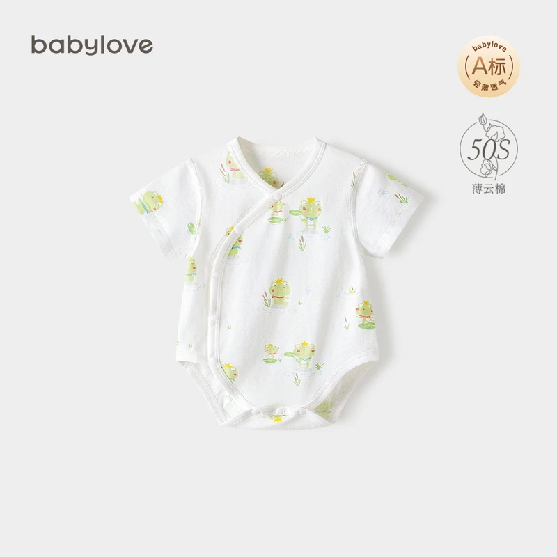 【青蛙王子】babylove婴儿短袖包屁衣夏季薄款宝宝连体衣纯棉衣服