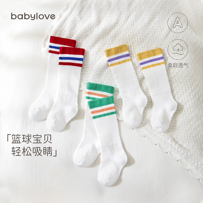 babylove婴儿长筒袜夏季1-3岁宝宝薄款中筒篮球袜休闲运动不勒腿