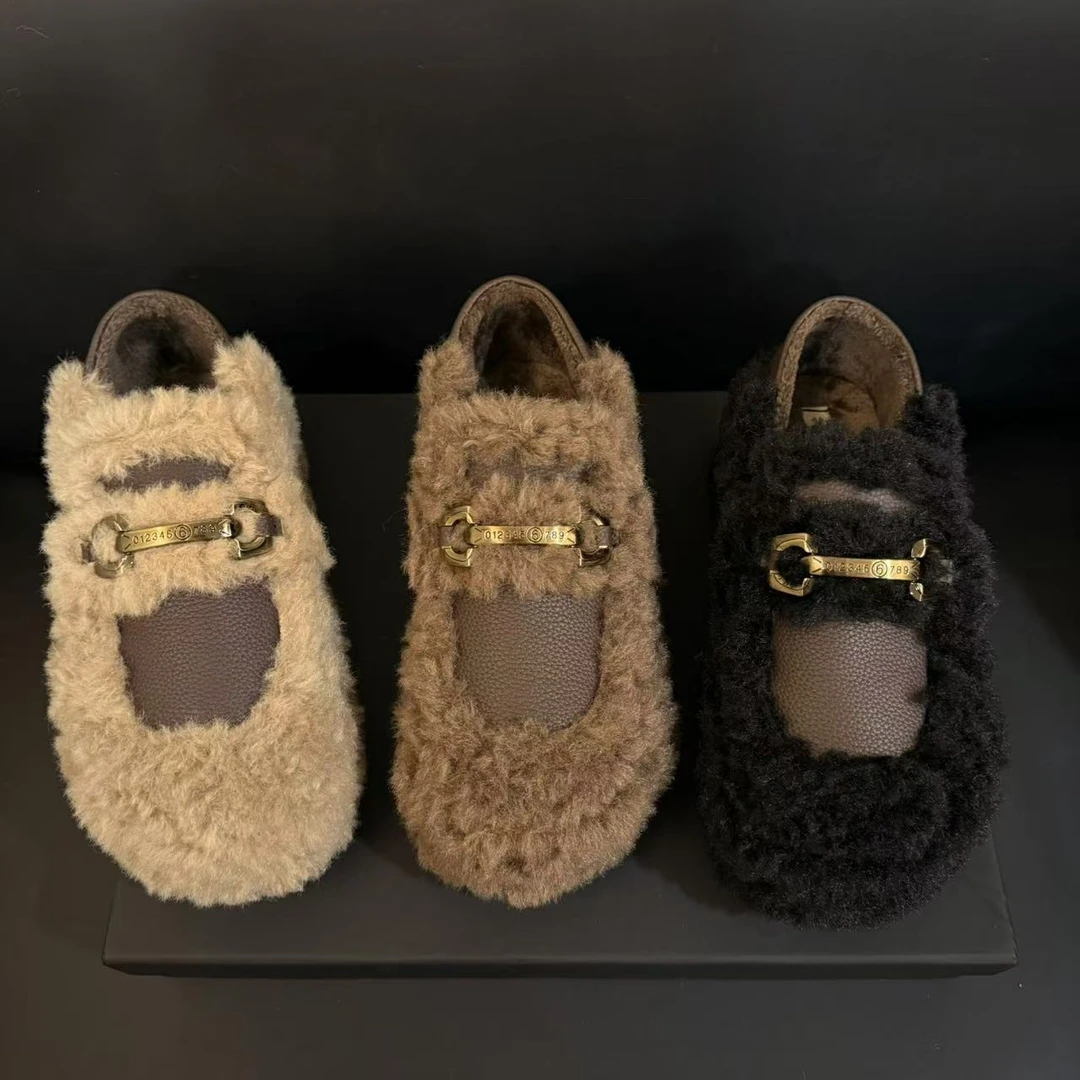 2024秋冬季时尚休闲网红百搭松糕保暖韩版防滑爆款毛毛鞋-6.5CM