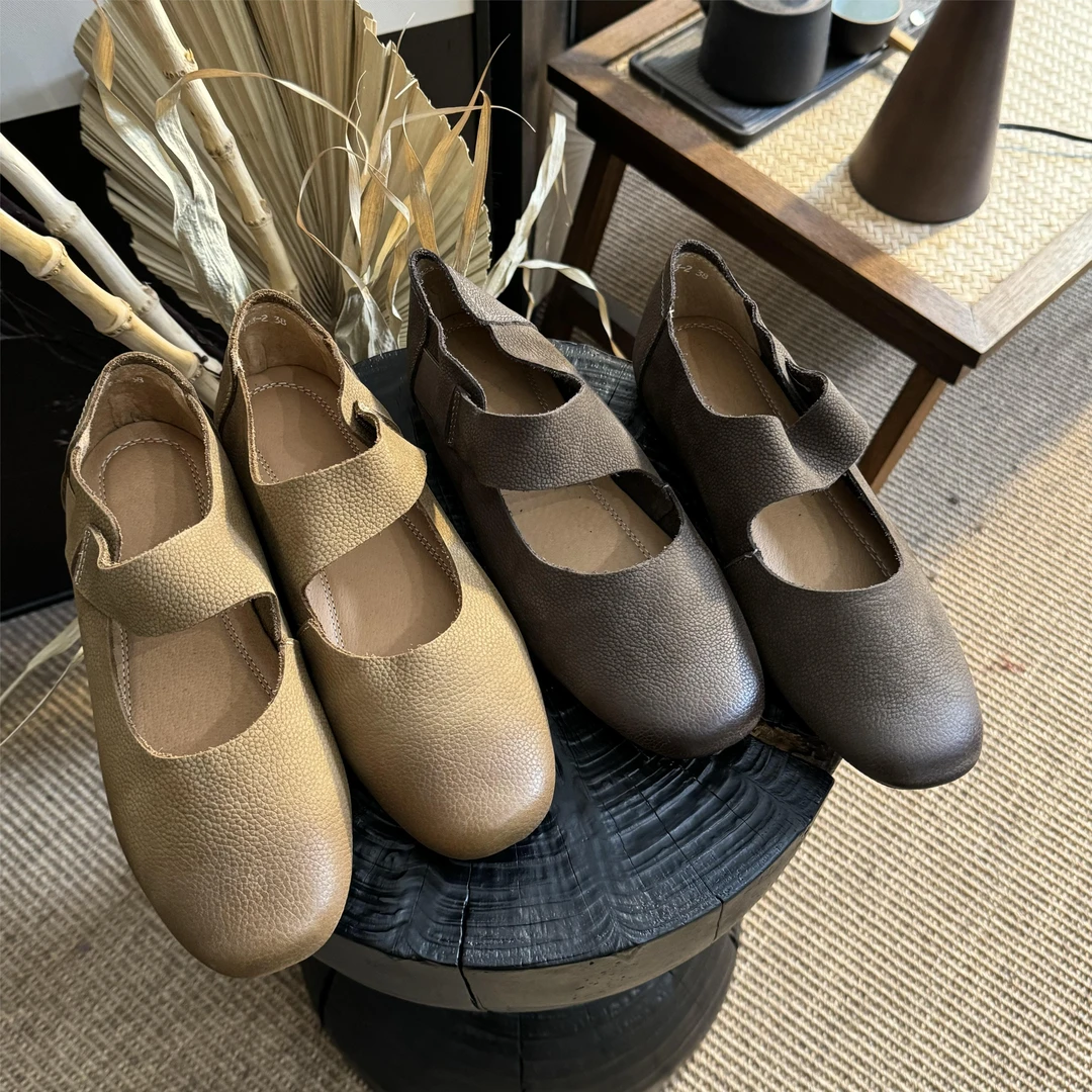 走读生平底单鞋女夏2024新款尖头软皮百搭软底舒适鞋子