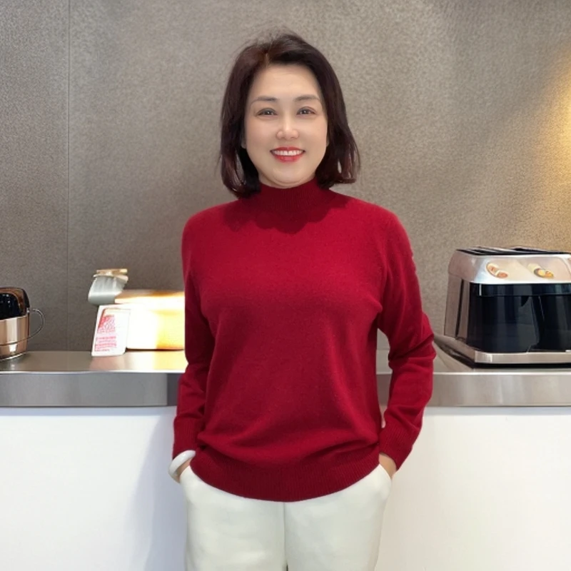 30绒女士秋冬简约纯色百搭修身长袖半高领基础款网红针织衫 DY100