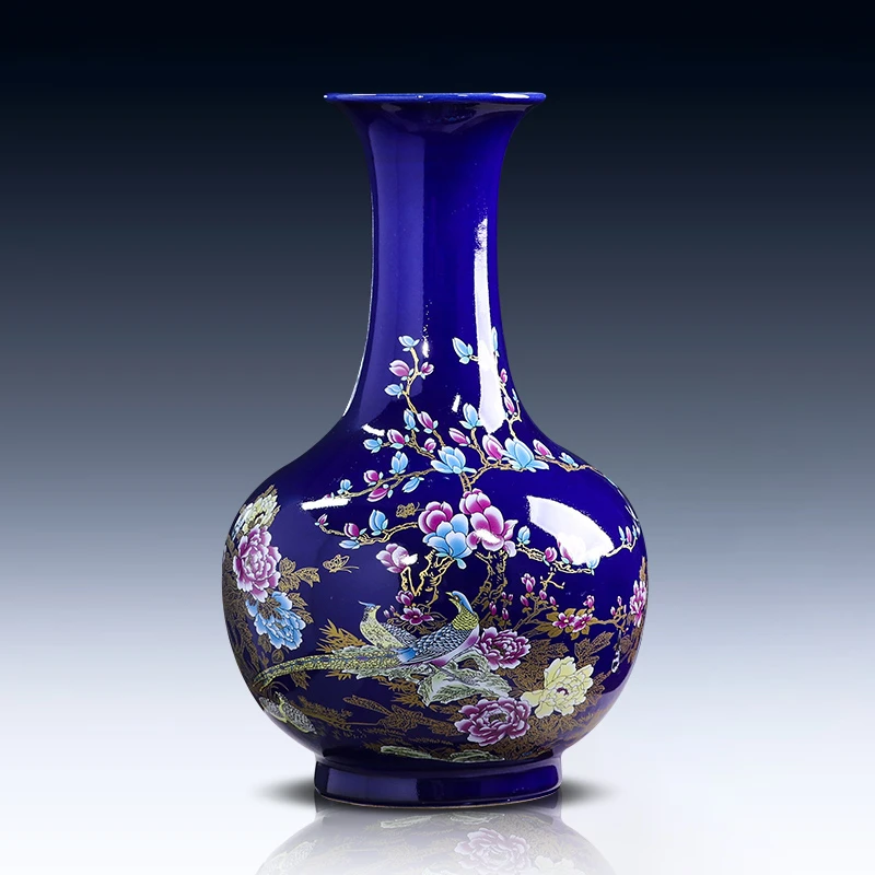景德镇陶瓷器花瓶子瓷瓶中式家居饰品100件景泰蓝客厅摆件